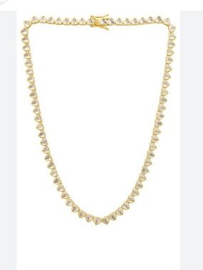 Alexa Leigh Nora Heart Tennis Necklace Gold crystal $208 REVOLVE